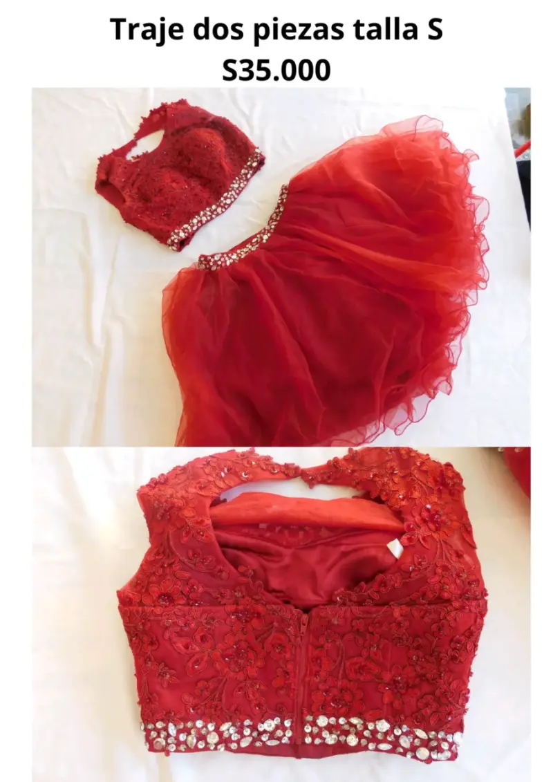 Vestido de fiesta rojo con encaje y pedrería - 4
