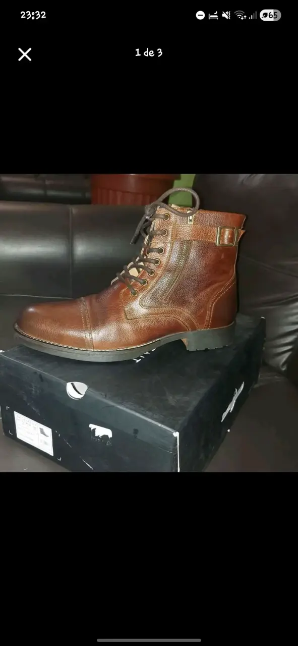 Botas de cuero marrón para hombre