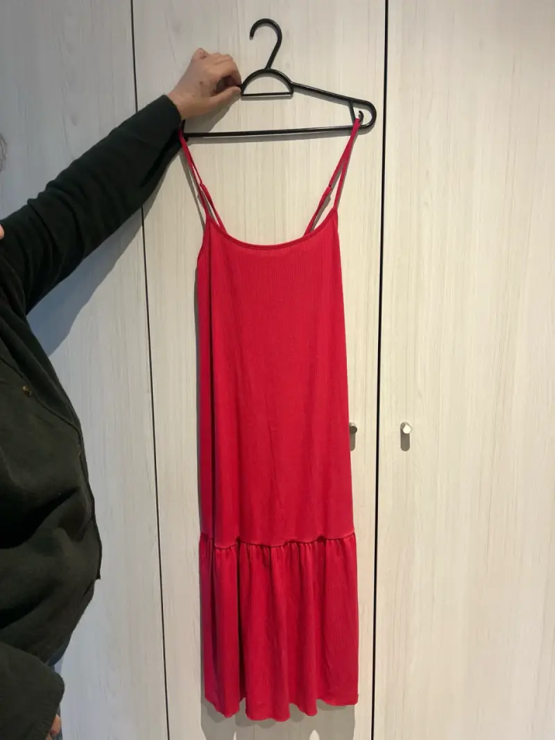 Vestido fucsia sin mangas holgado grande