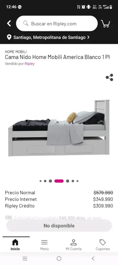 Cama nido blanca Home Mobili 1 plaza - miniatura 1