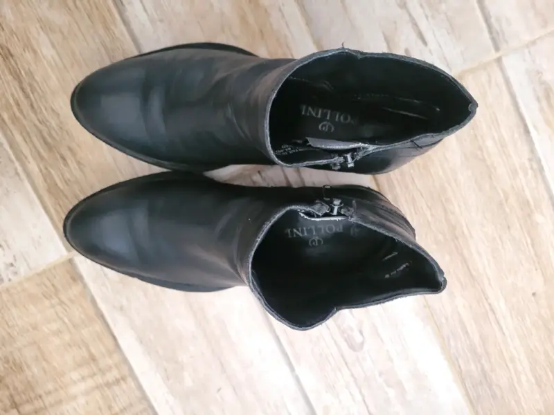 Botines de cuero negro con hebilla para mujer - 3