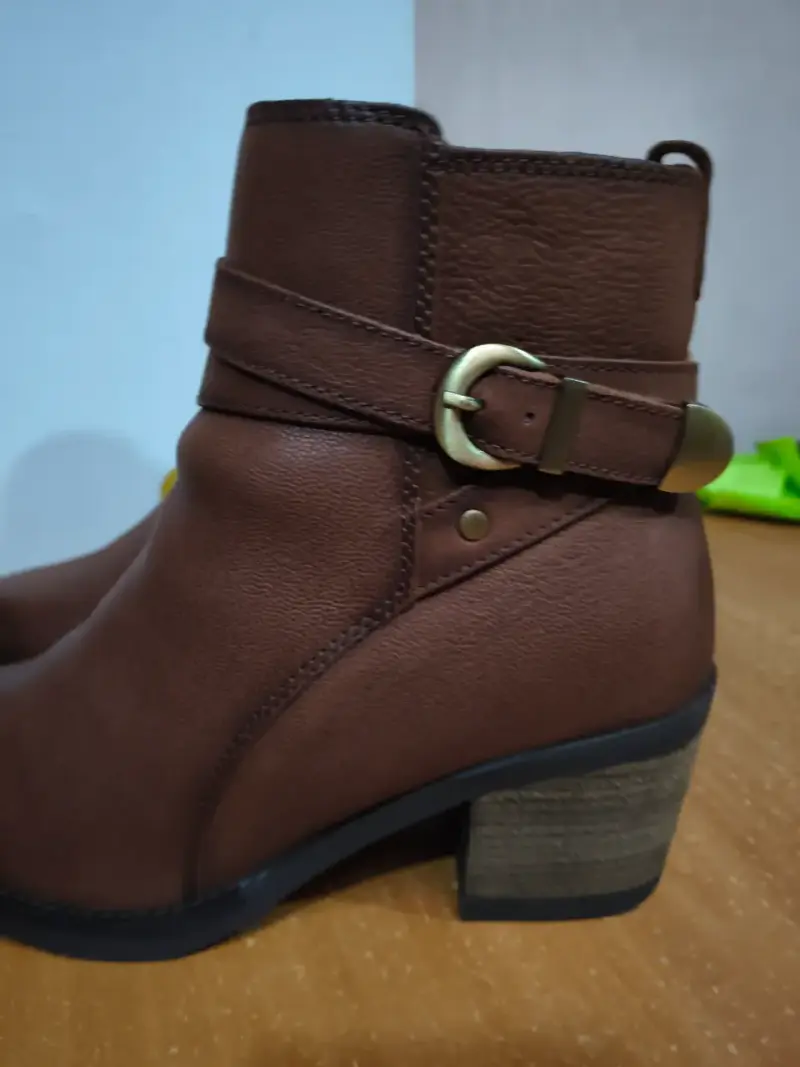 Botines de cuero marrón con tacón medio - 3