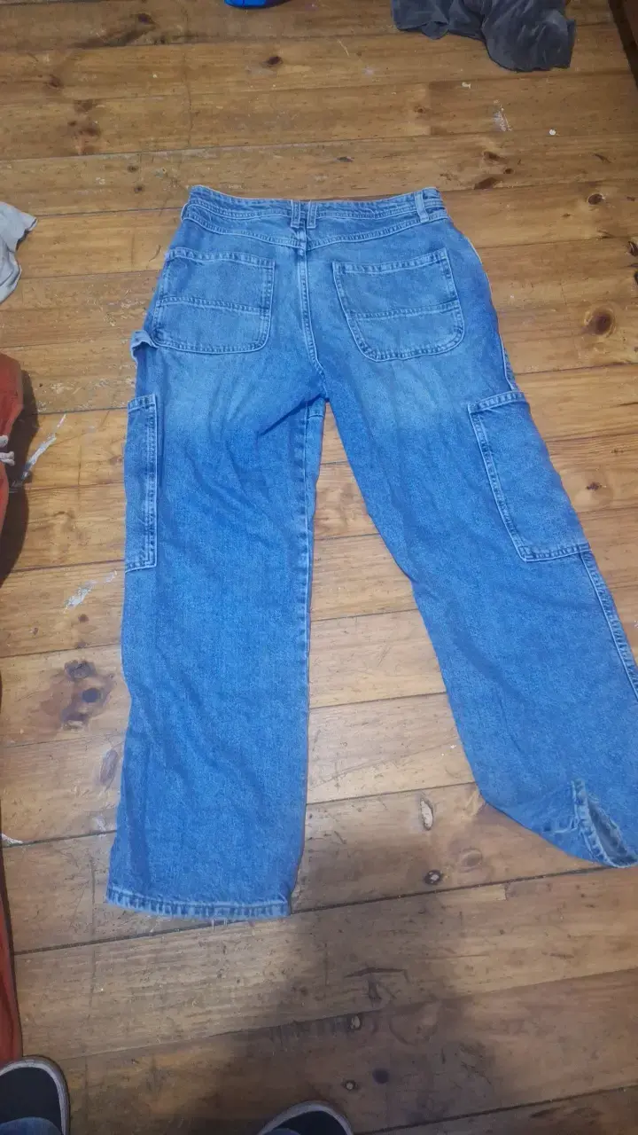 Pantalones cargo de mezclilla azul para hombre - 2