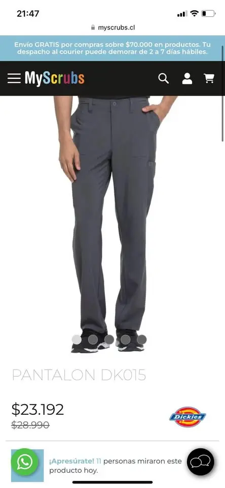 Pantalón Dickies talla S DK015 uniforme clínico - 1