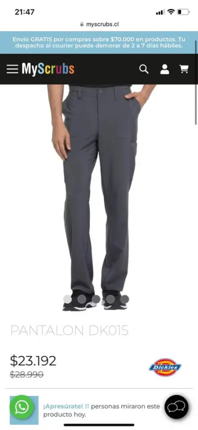 Pantalón Dickies  talla S DK015 uniforme clínico - miniatura 1