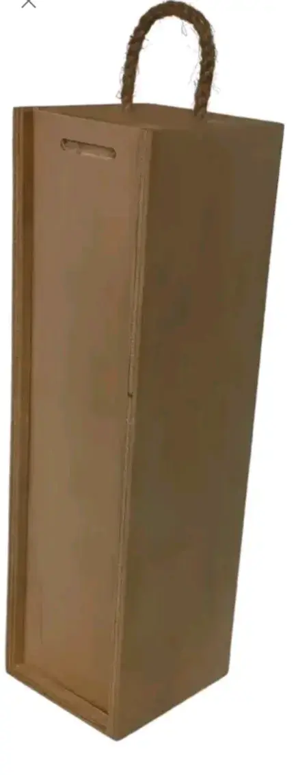 Caja de madera para botellas con asa de cuerda - 2