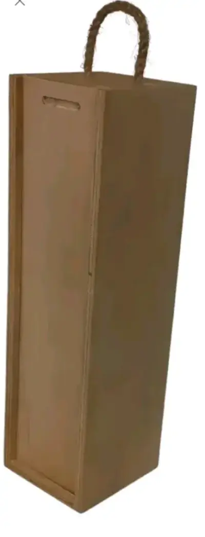 Caja de madera para botellas con asa de cuerda - miniatura 2