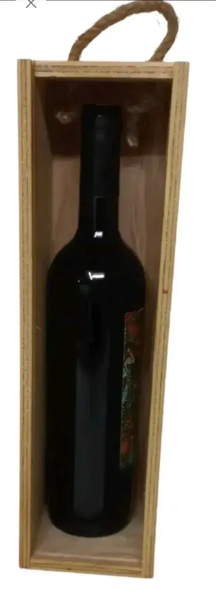 Caja de madera para botellas con asa de cuerda - 4