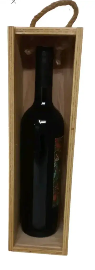Caja de madera para botellas con asa de cuerda - miniatura 4