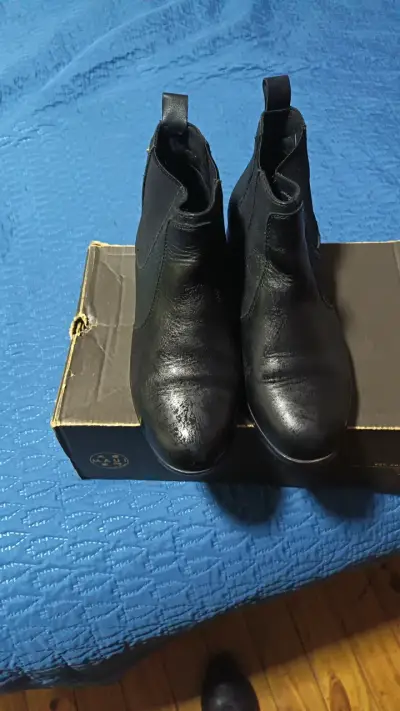 Botines de cuero negros para mujer - miniatura 2