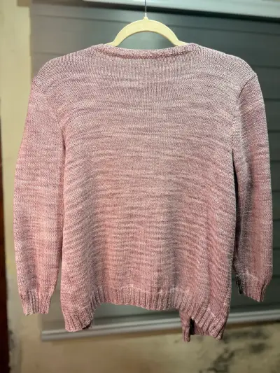 Chaleco abierto de punto rosado para mujer - miniatura 2