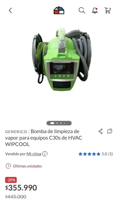 Bomba de Limpieza a Vapor Wipcool C30s para HVAC - miniatura 1