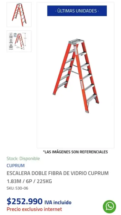 Escalera doble de fibra de vidrio Cuprum 1.83m - miniatura 1