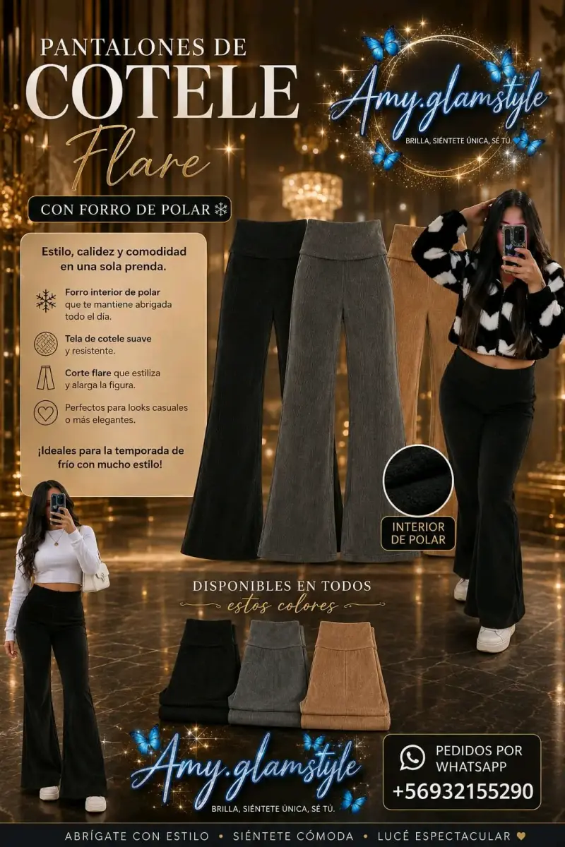 Pantalones de cotele flare con forro polar