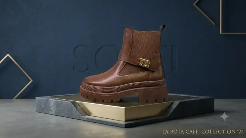 Botas negras y café de ecocuero para mujer - 3