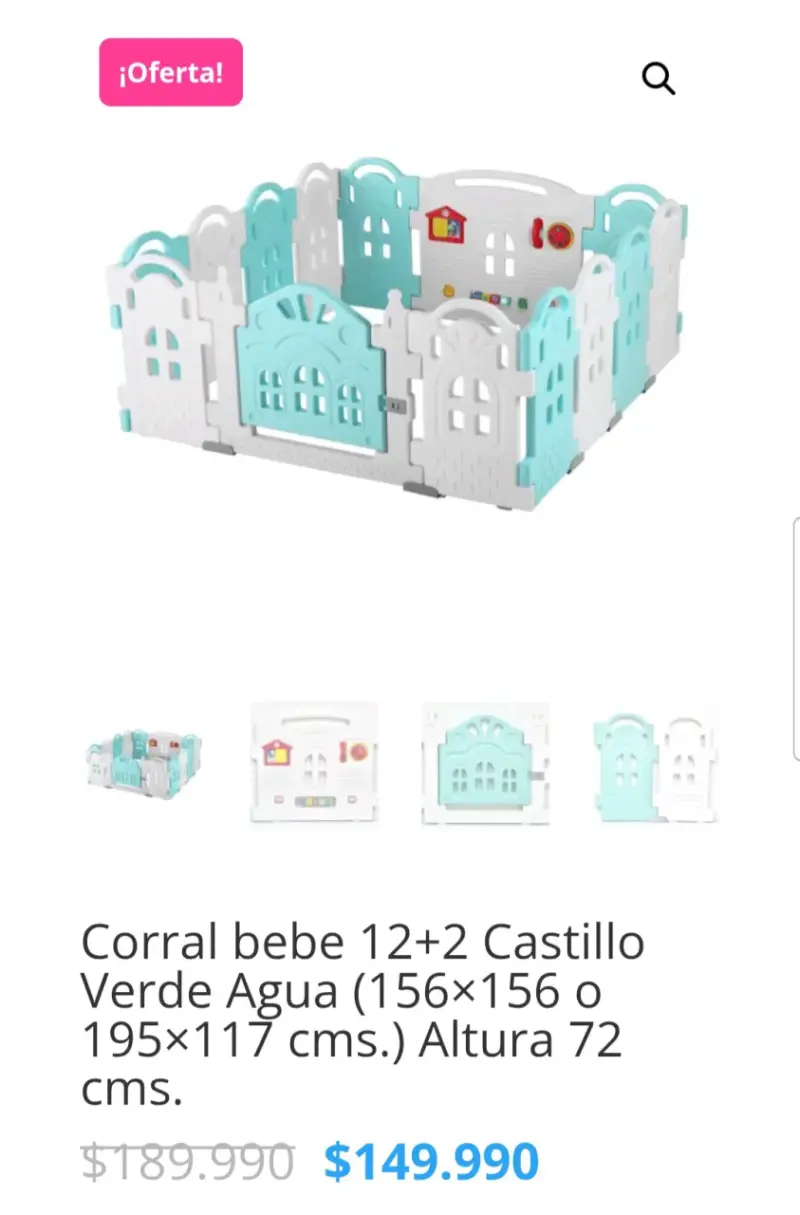 Corral de Bebé Castillo Verde Agua 12+2 Paneles - 1