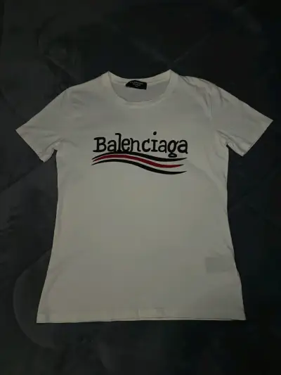 Polera Balenciaga blanca con logo - miniatura 1