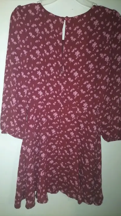 Vestido floreado burdeos manga 3/4 - miniatura 3