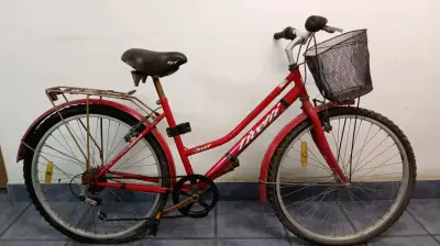 Bicicleta urbana roja con canasto - miniatura 1