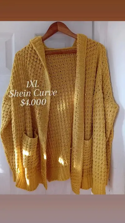 Cárdigan tejido amarillo Shein Curve 1XL - miniatura 1