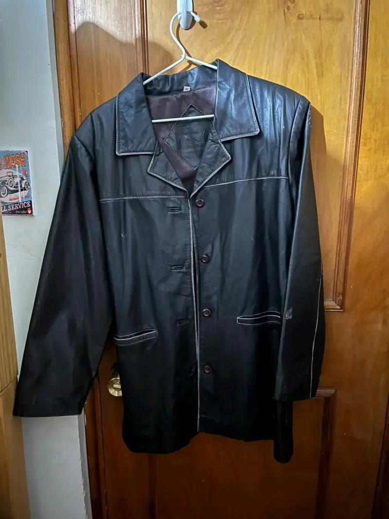 Chaqueta de cuero negra para hombre - 1
