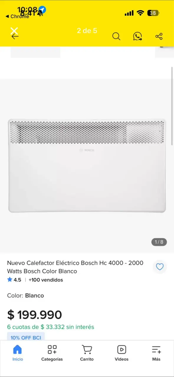 Calefactor eléctrico Bosch HC4000-20 2000W blanco - 4