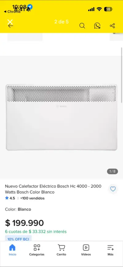 Calefactor eléctrico Bosch HC4000-20 2000W blanco - miniatura 4