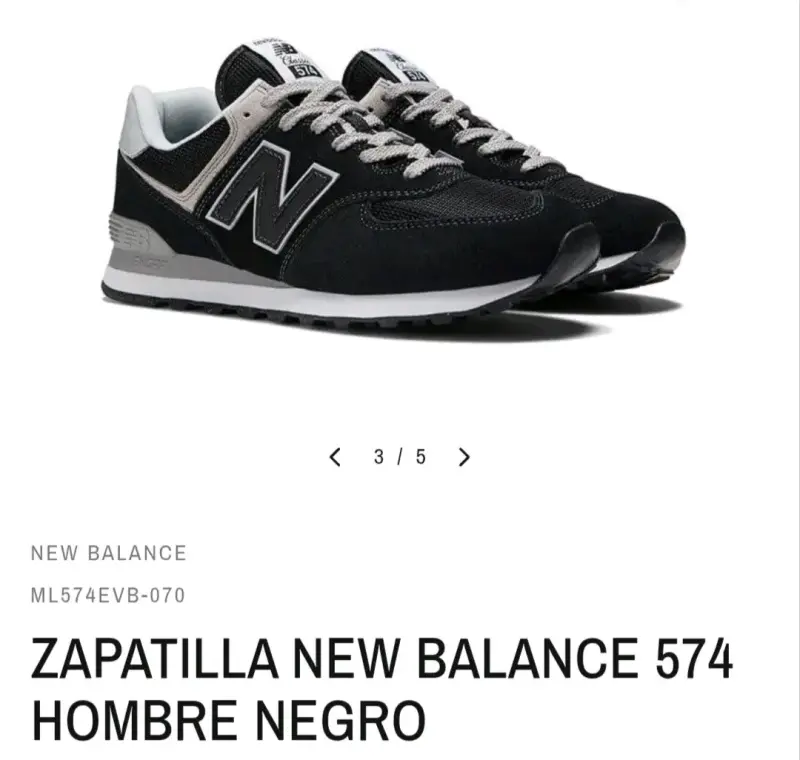 Zapatillas New Balance 574 Hombre Negro