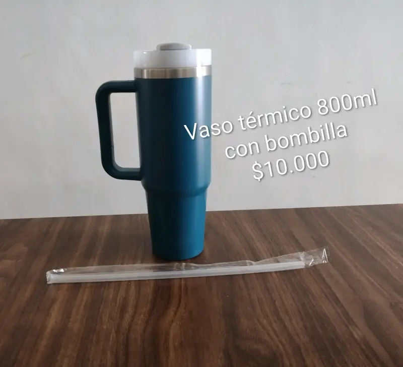 Vaso térmico 800ml con bombilla