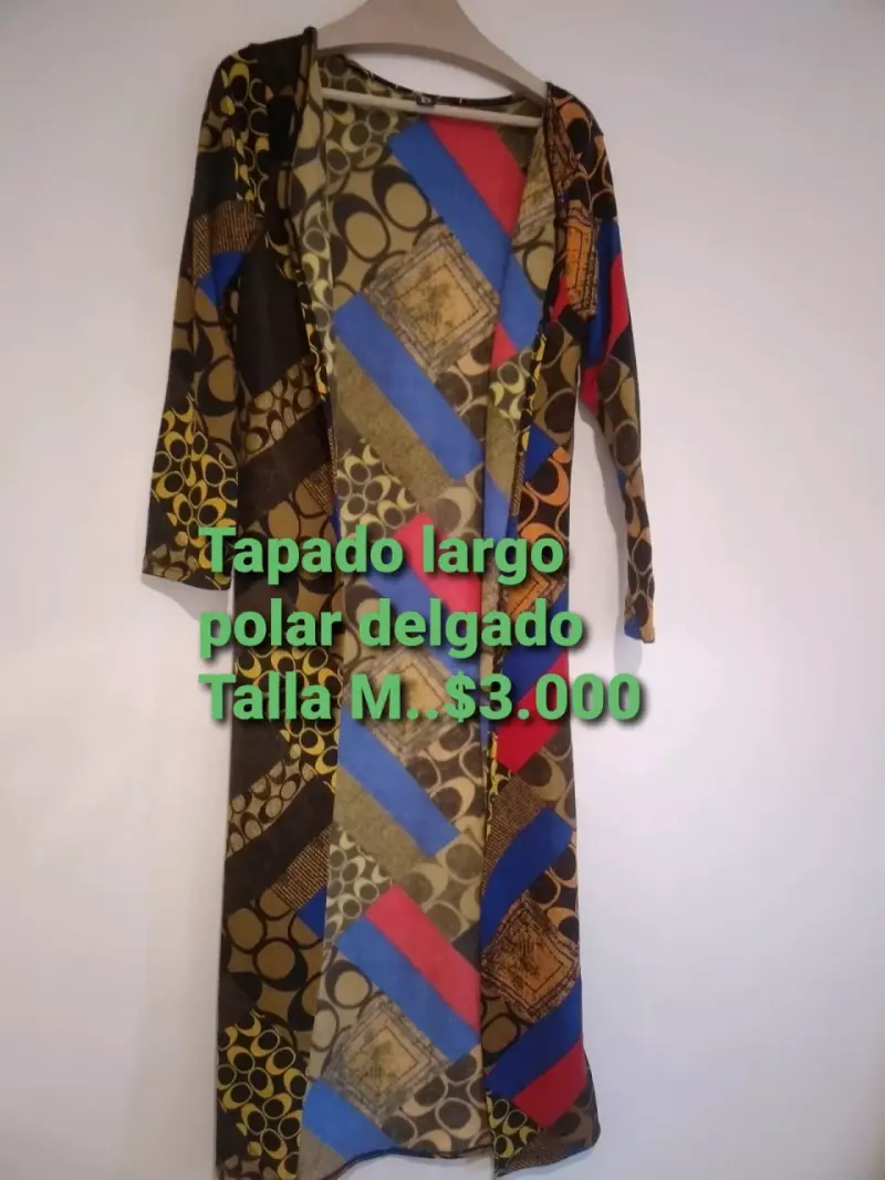 Tapado largo polar delgado multicolor talla M - 1