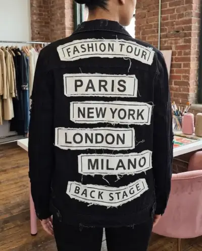 Chaqueta de mezclilla negra para mujer talla M - miniatura 2