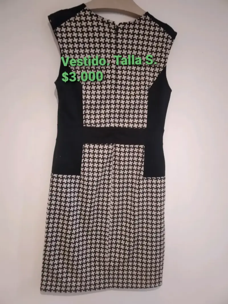 Vestido sin mangas blanco y negro talla S - 1