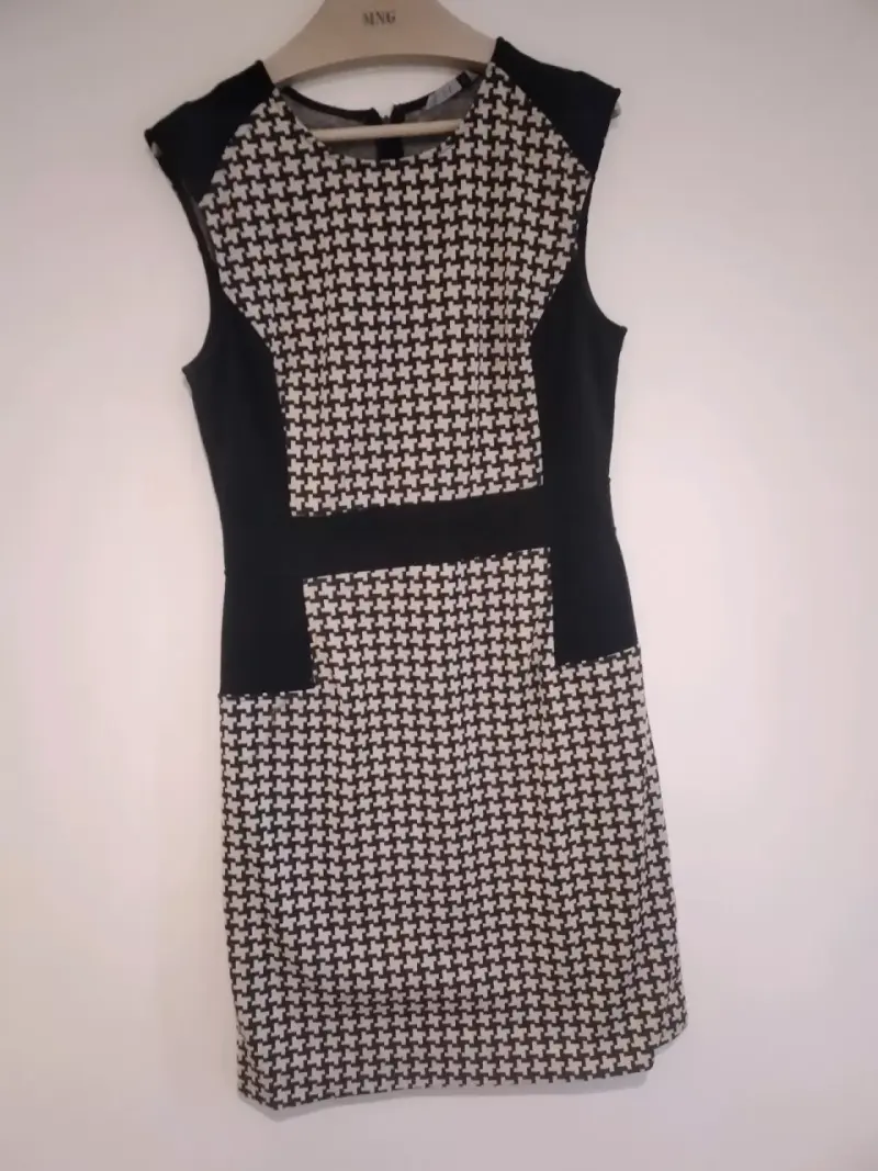Vestido sin mangas blanco y negro talla S - 3