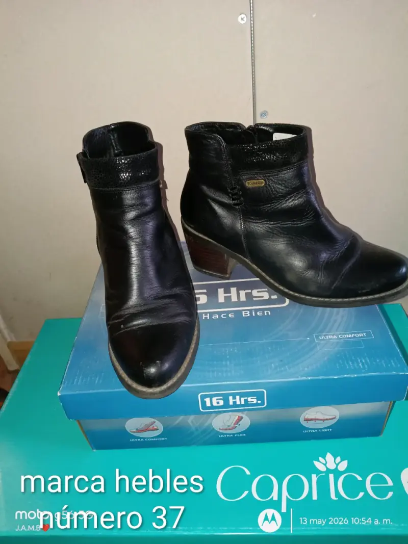 Botines de cuero negros Hebles talla 37