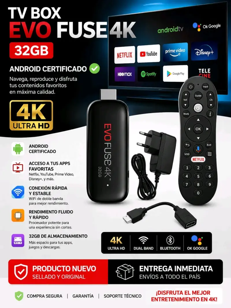 TV Box EVO Fuse 4K 32GB Android Certificado - 1