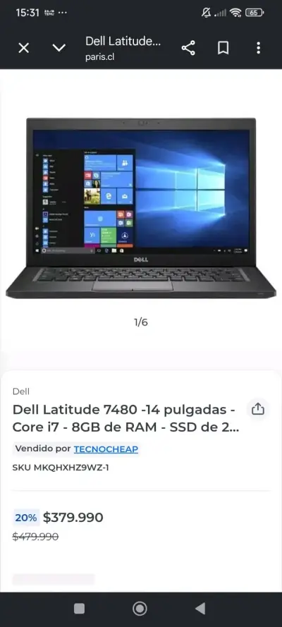 Laptop Dell Latitude 7480 Core i7 8GB RAM SSD 256GB - miniatura 4