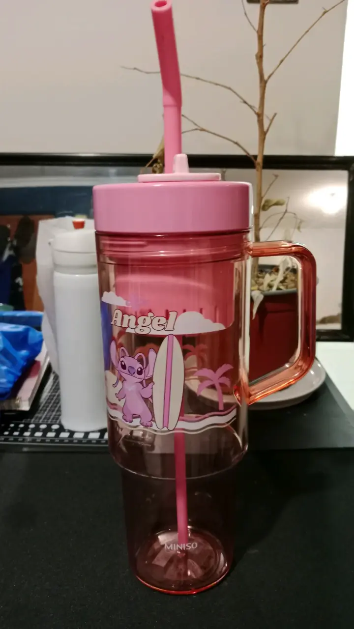 Vaso con tapa y bombilla Angel Disney - 2