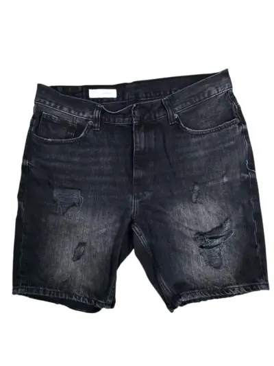 Shorts de mezclilla negros desgastados para hombre - miniatura 1
