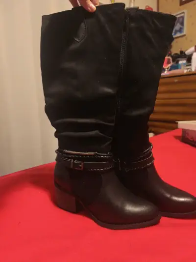 Botas negras de tacón alto para mujer - miniatura 2