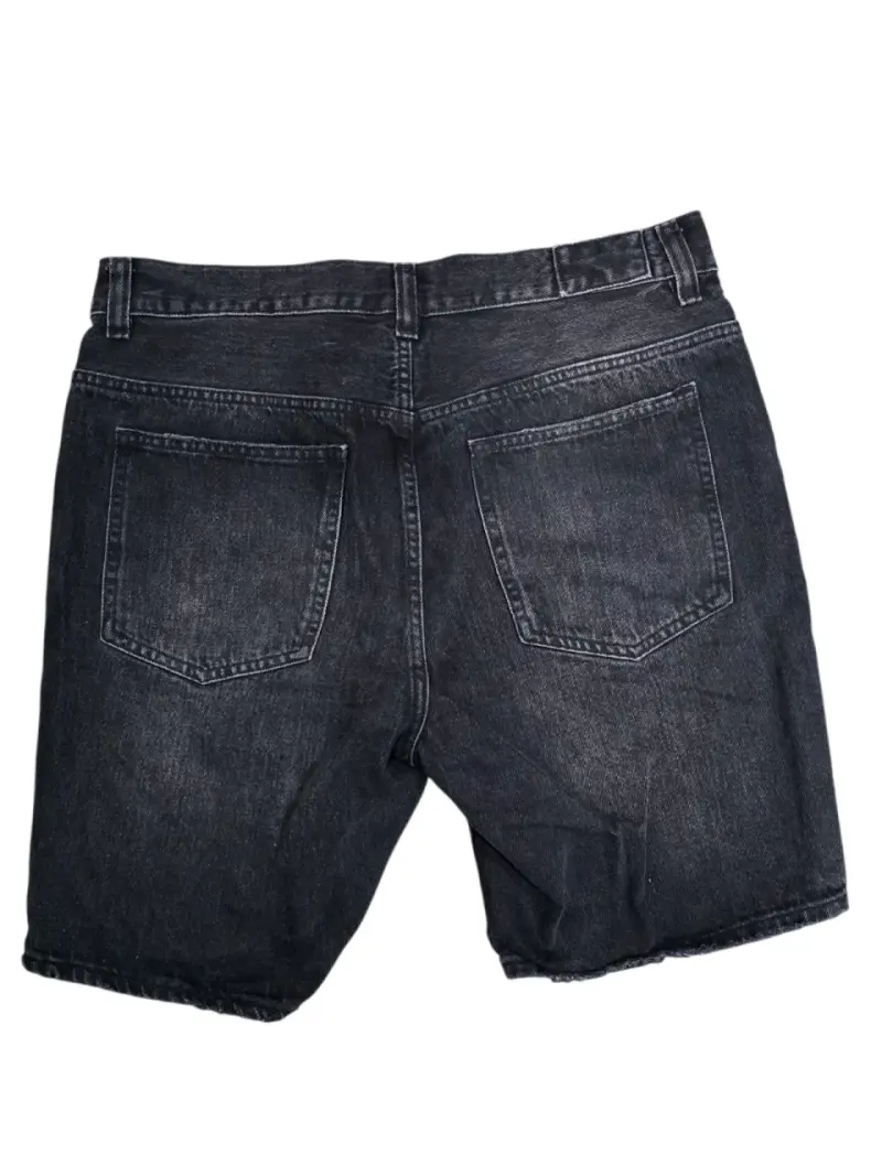 Shorts de mezclilla negros desgastados para hombre - 3