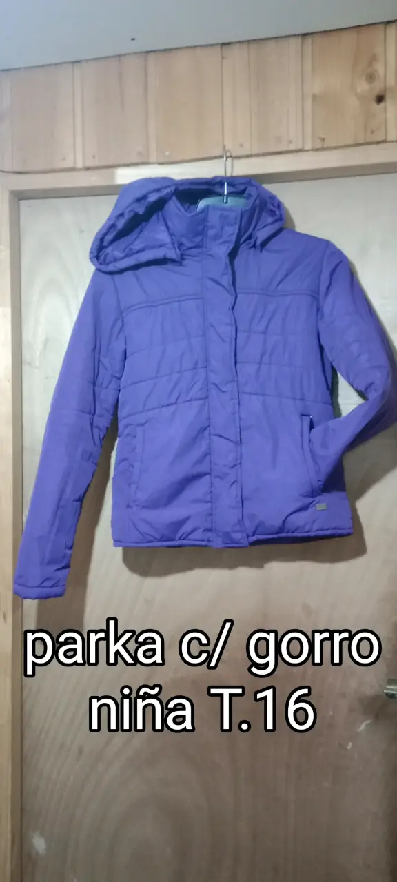 Parka morada con gorro para niña Talla 16 - 1