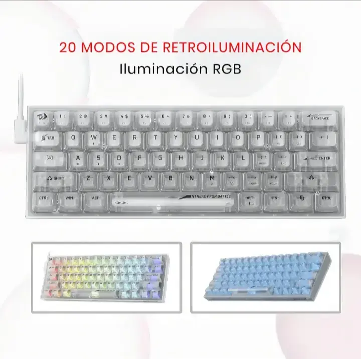 Teclado Gamer Redragon Fizz Rgb K617ct Transparent - 2