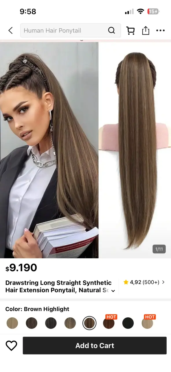 Extensión de cabello castaño largo - 2