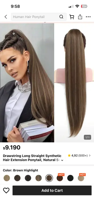 Extensión de cabello castaño largo - miniatura 2