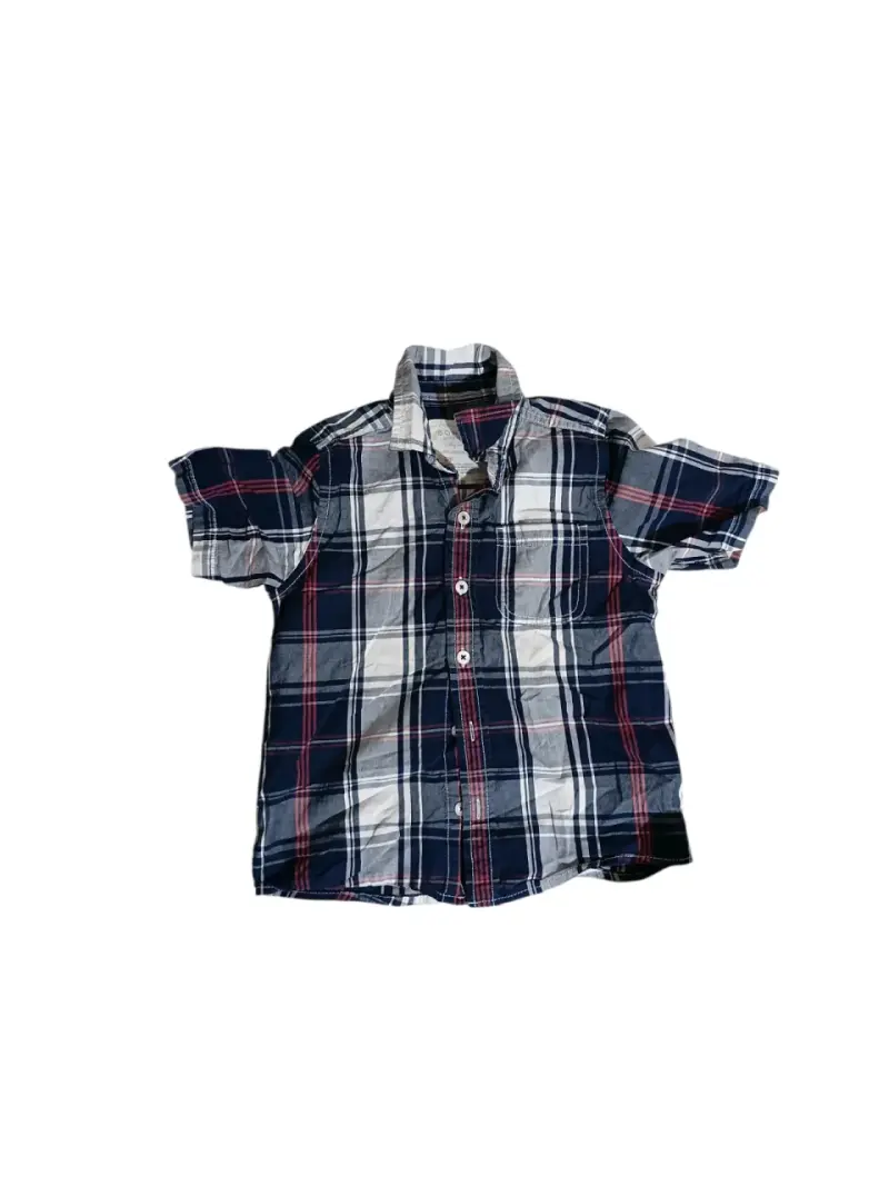 Camisa a cuadros para niño manga corta