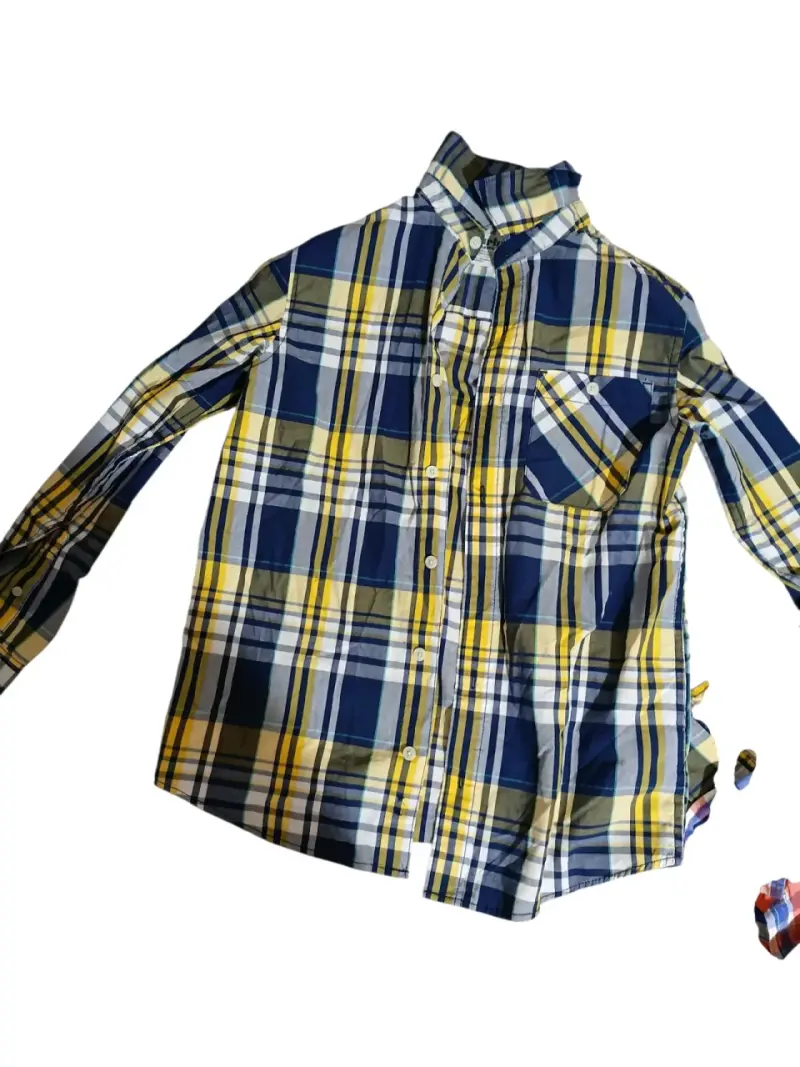 Camisa a cuadros para hombre en tonos azul y amarillo