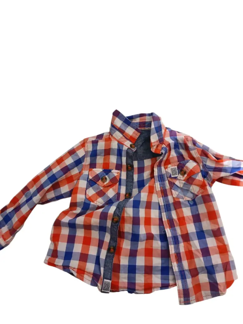 Camisa a cuadros para niño en colores rojo y azul
