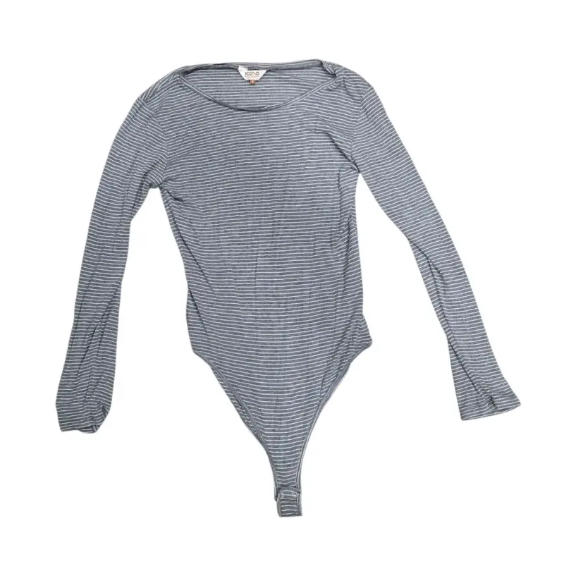 Body de rayas gris manga larga para mujer - 1