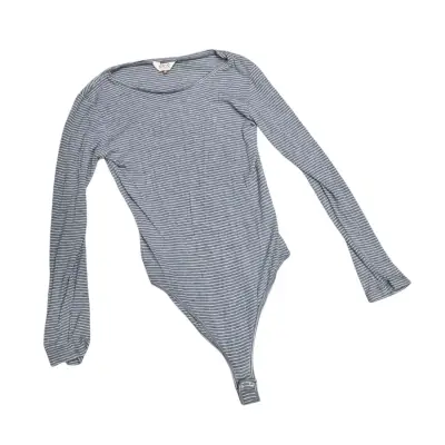 Body de rayas gris manga larga para mujer - miniatura 3
