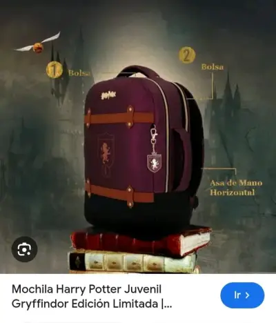 Mochila Harry Potter Gryffindor Juvenil Edición Limitada - miniatura 1
